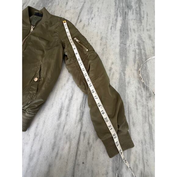 Topshop Olive Green Bomber Jacket Size 2 - Picture 6 of 10